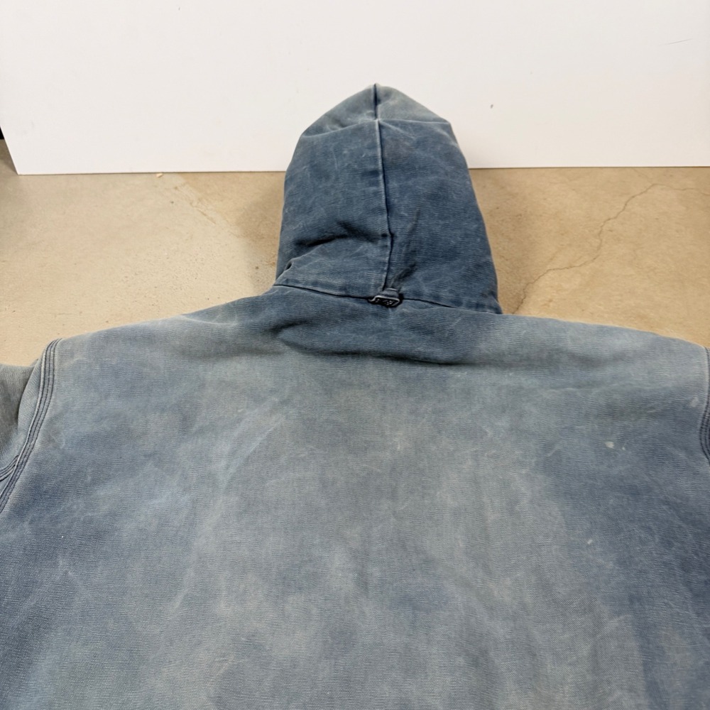 ultra faded vintage Carhartt Washed Duck blanket Lined Hooded Jacket J04 NVY 3XL - Picture 8 of 8